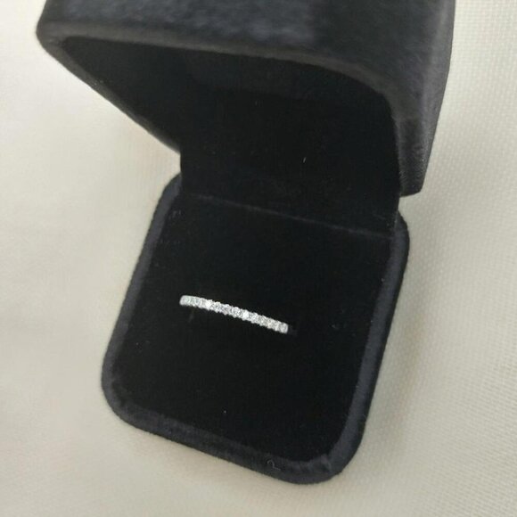 Genuine Moissanite 925 Sterling Silver Wedding Engagment Band Ring - Picture 8 of 11